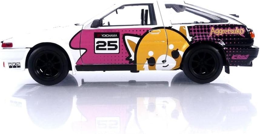 Jada Toys Sanrio 1:24 1986 Toyota Trueno Die-Cast Car & Aggretsuko Figure