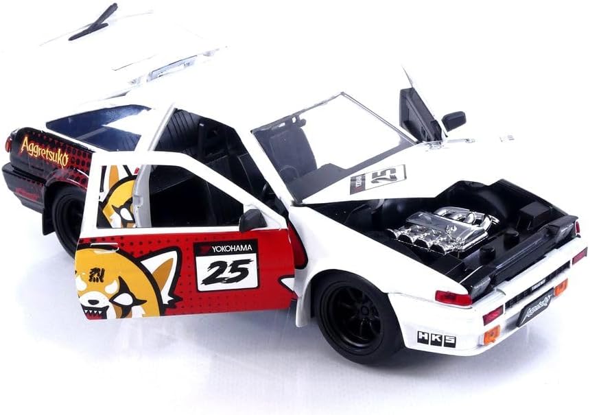 Jada Toys Sanrio 1:24 1986 Toyota Trueno Die-Cast Car & Aggretsuko Figure