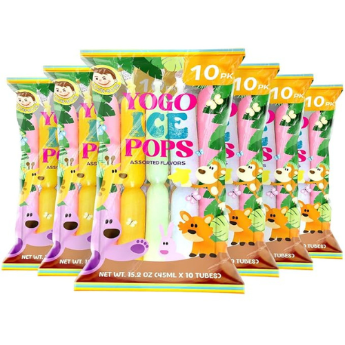 JOSH BOSH Yogo Ice Pops – 6-Pack (60 Tubes), Fat-Free Yogurt Snacks