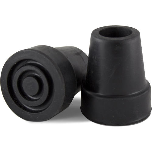 Black 3/4" Replacement Rubber Cane Tips with Metal Washer