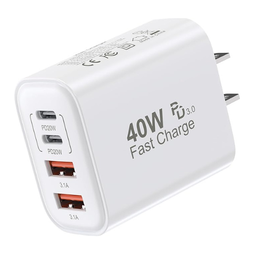 TT&C 40W USB-C Wall Charger – 4-Port PD+QC Fast Charging Block