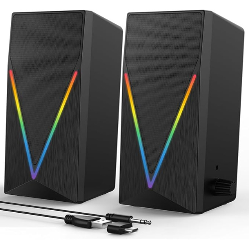 RGB Desktop Computer Speakers – USB Powered, Aux & Headphone Jack