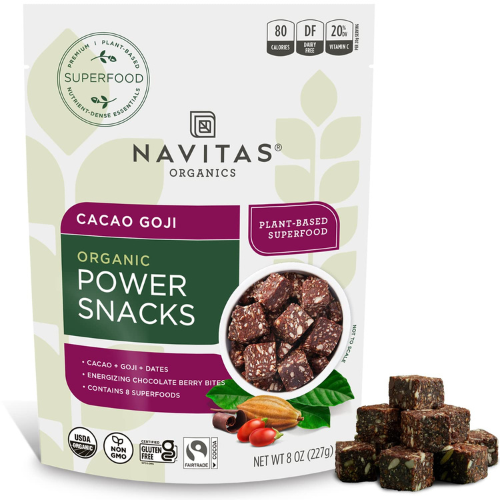 Navitas Organics Superfood Power Snacks Cacao Goji 8oz Bag 11 Servings
