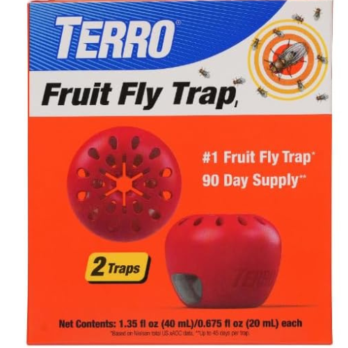 TERRO Fruit Fly Traps – 4 Pack + 180 Days of Lure | Indoor Use