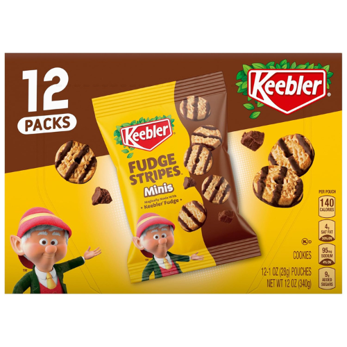 Keebler On The Go Fudge Stripes Cookies , 12 Count Snack Packs.