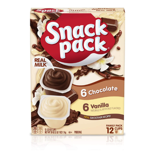 Snack Pack Chocolate & Vanilla Pudding Cups , Family Pack , 12 Count