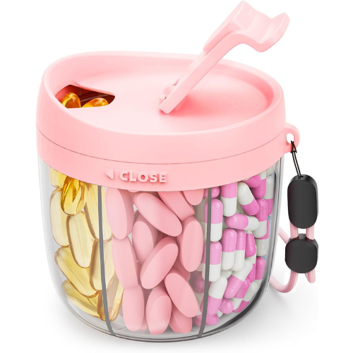 Cute 7 Day Pill Dispenser with Large Compartments.