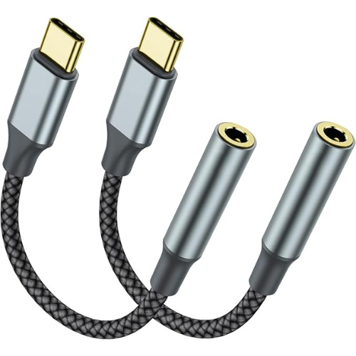 USB-C to 3.5mm Audio Adapter – 2-Pack (Black)