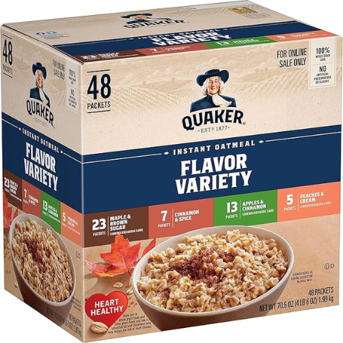 Quaker Instant Oatmeal – 4-Flavor Variety Pack, 48 Count
