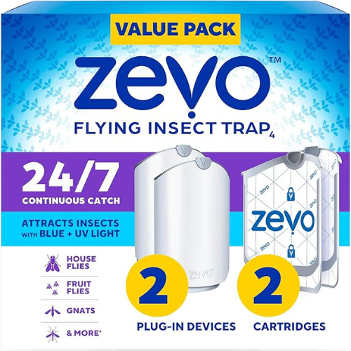 Zevo Flying Insect Trap – 2 Plug-In Units + 2 Refills | Bug Catcher