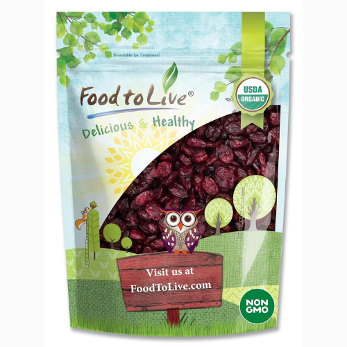 Food to Live Organic Dried Cranberries, 1 Pound – Non-GMO, Kosher, Unsulfured, Bulk