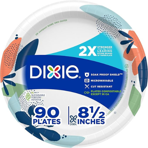 Dixie Medium Paper Plates – 8.5" Disposable, 90 Count