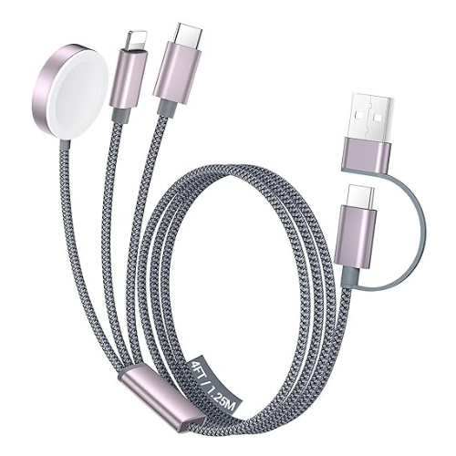 Temdan 3-in-2 USB-C Travel Cable – Apple Watch & iPhone Charger (4FT)