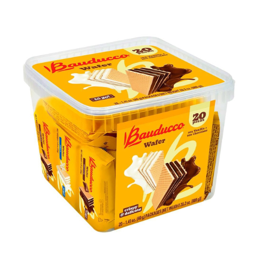 Bauducco Chocolate & Vanilla Wafer Cookies , Single Serve , 3 Layer Cream , 28.2oz (20 Pack)
