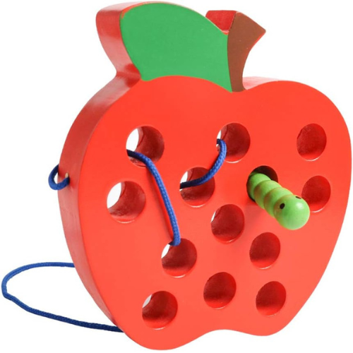 JCREN Wooden Lacing Apple Toy.