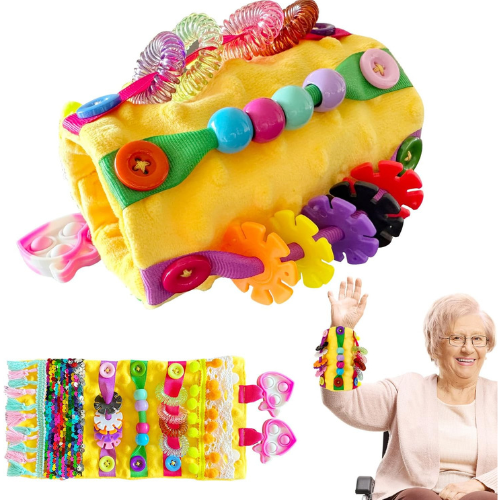 Orange Sensory Fidget Wrist Cuff for Alzheimer’s , Dementia , Autism , and Anxiety Relief