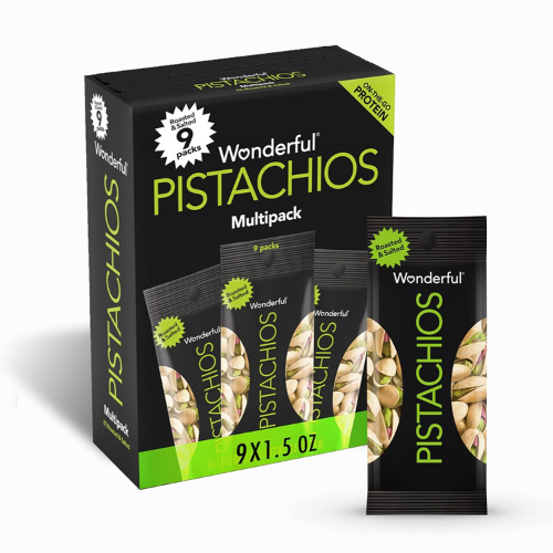 Wonderful Pistachios Roasted & Salted , In Shell Protein Snacks , 1.5 oz Bags (Pk of 9)
