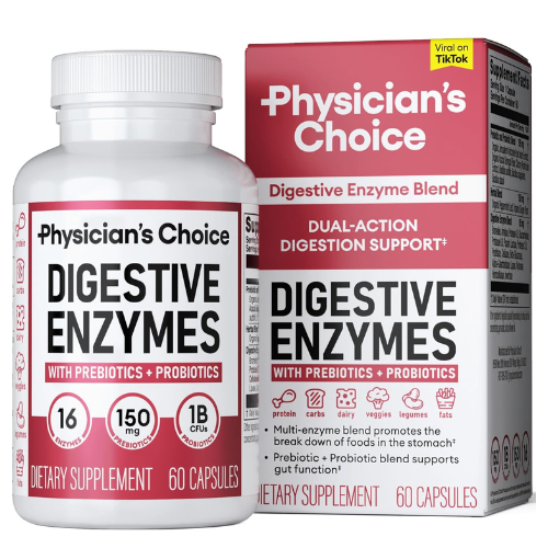 Physician's CHOICE Digestive Enzymes, Prebiotics & Probiotics – Gut Health, 60ct