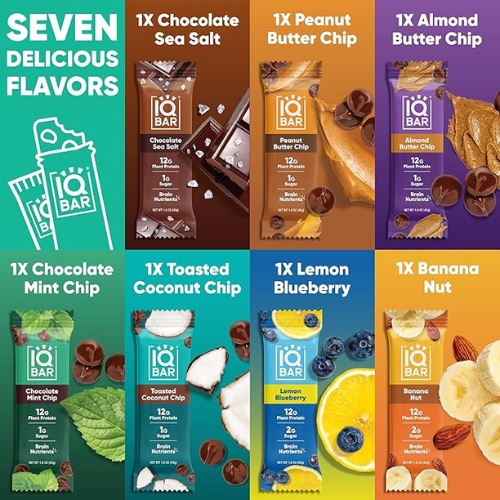 IQBAR Plant Protein Bars – 7-Bar Sampler Pack, Vegan & Low Sugar