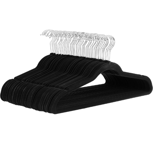 Amazon Basics Slim Velvet , Non Slip Suit Clothes Hangers , Pack of 50 , Black