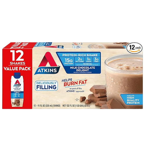 Atkins Protein Shake – Milk Chocolate Delight, 12 Ct
