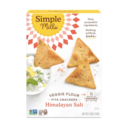Simple Mills Veggie Pita Crackers , Himalayan Salt 4.25 oz
