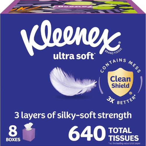 Kleenex Ultra Soft Facial Tissues , 80 Tissues per Box.