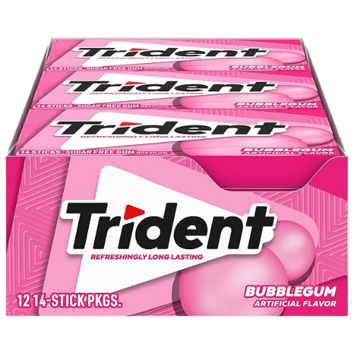 Trident Bubblegum Sugar-Free Gum – 12 Packs, 168 Pieces