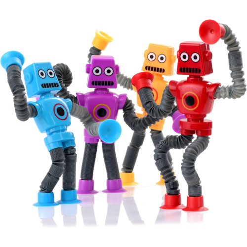 Nutty Toys 4-Pack Sensory Robot Pop Tubes for Kids