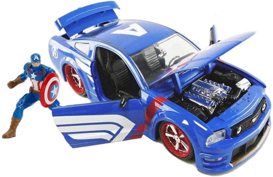 Jada 1:24 Diecast 2006 Ford Mustang GT with Captain America Figure
