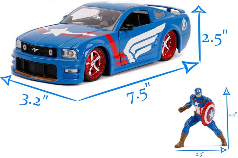 Jada 1:24 Diecast 2006 Ford Mustang GT with Captain America Figure