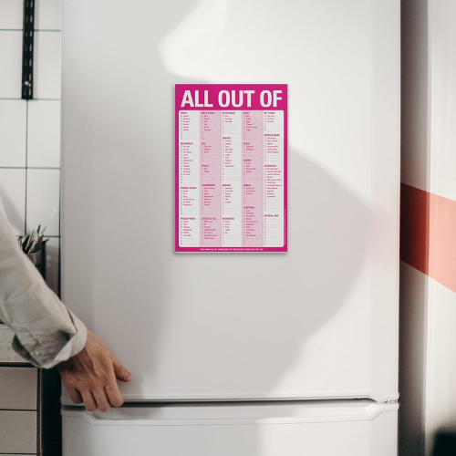 Knock Knock All Out Of Pad Grocery List Note Pad , 6 x 9 inches (Pink)
