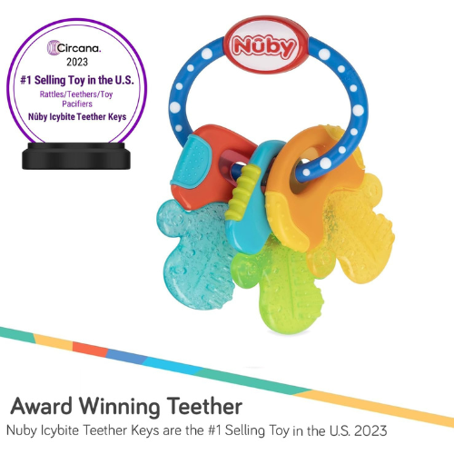 Nuby Blue Ice Gel Teether Keys – Silicone Baby Teething Toy for Soothing Sore Gums, Safe and Durable for Infants