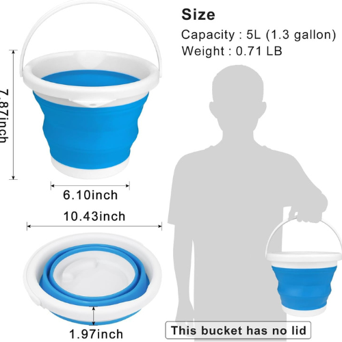 Collapsible Mop & Ice Bucket , 5L (1.3 Gallon).