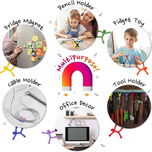 MAGMEN 10 Piece Magnetic Fidget Toy Set Opaque Color Magnets for Kids 3-8 Toddlers , Travel , Airplane Play , Desk Fun and Stocking Stuffer Gifts.