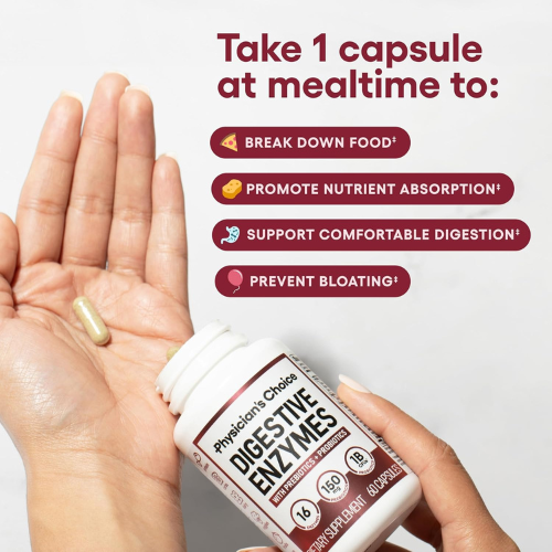 Physician's CHOICE Digestive Enzymes, Prebiotics & Probiotics – Gut Health, 60ct