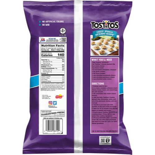 Tostitos Scoops Tortilla Chips Party Size Bag 14.5 Oz