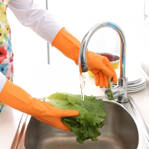 Bamllum Rubber Cleaning Gloves , 4 Pairs Reusable Dishwashing Gloves.