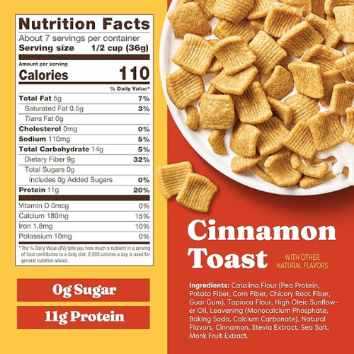 Catalina Crunch Protein Cereal – Cinnamon Toast, 9oz Bag