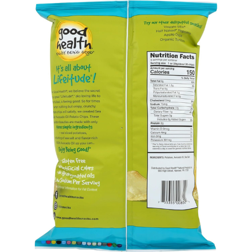 Good Health Kettle Style Chips , Avocado Oil Sea Salt Chips 5 Oz