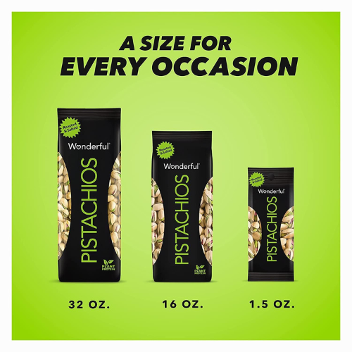Wonderful Pistachios Roasted & Salted , In Shell Protein Snacks , 1.5 oz Bags (Pk of 9)
