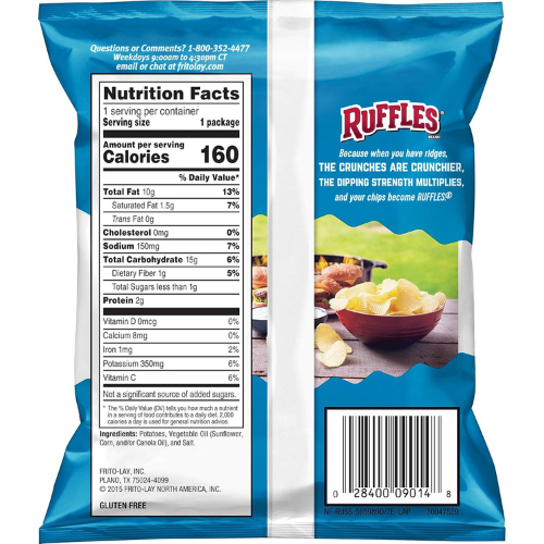 Ruffles Original Potato Chips , 1 Ounce (Pack of 40)