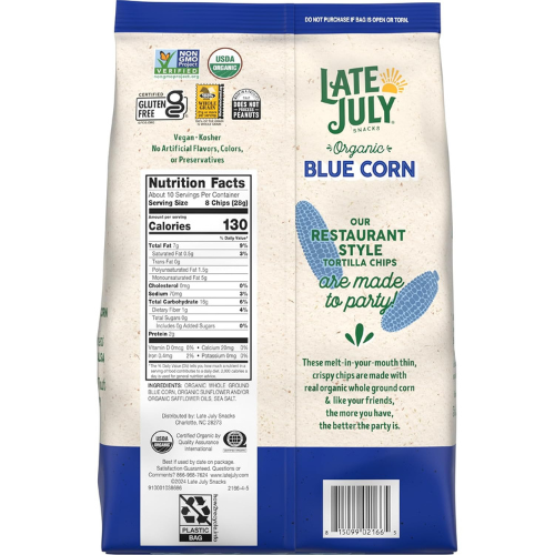 Late July Blue Corn Organic Tortilla Chips 10.1 Oz Bag