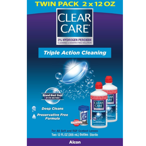 Clear Care Cleaning & Disinfecting Solution with Lens Case – Twin Pack , 12 fl oz Each