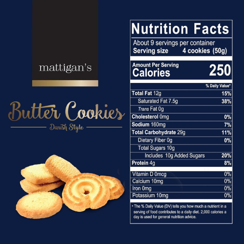Mattigan's Traditional Danish Butter Cookies 16 Oz Tin