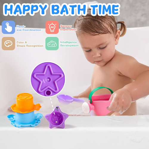 Baby Bath Toys , 5 Piece Mold-Free Water Play Set.