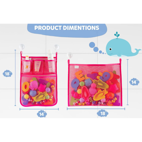 Bathtub Toy Holder Set 2 Mesh Organizers with Ultra Strong Hooks