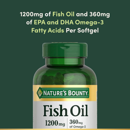 Nature's Bounty Fish Oil – Heart Health Support, 1200mg, 360mg Omega-3, 200 Softgels