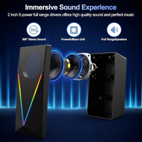 RGB Desktop Computer Speakers – USB Powered, Aux & Headphone Jack