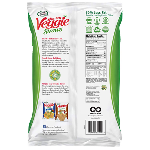 Sensible Portions Garden Veggie Sea Salt Straws 7 oz